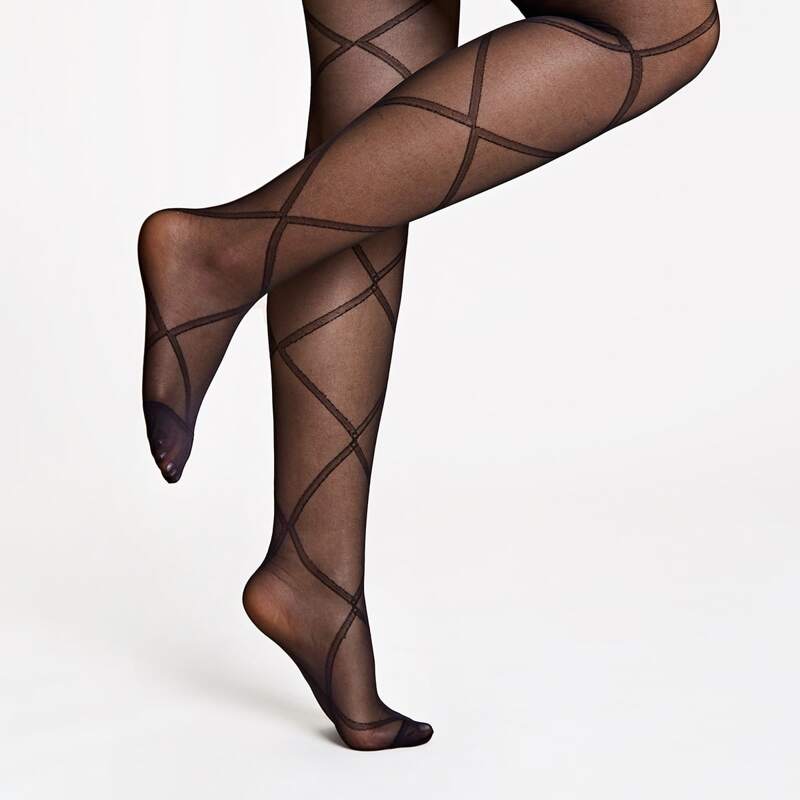

Geometric Mesh Socks-pantyhose, Black