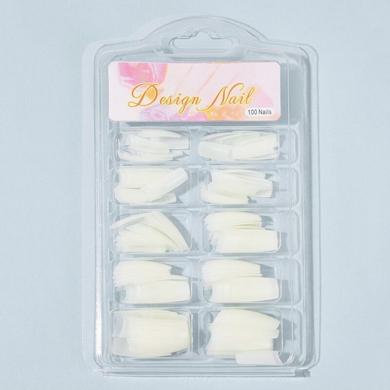 

100pcs Solid Fake Nail Stickers, White