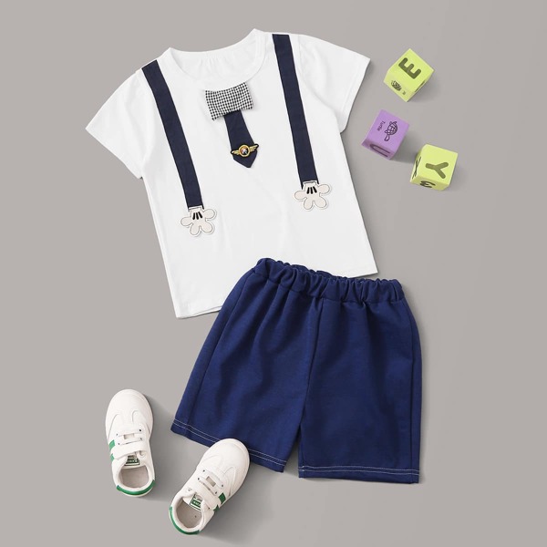

Toddler Boys Contrast Panel Patched Tee & Shorts, Multicolor