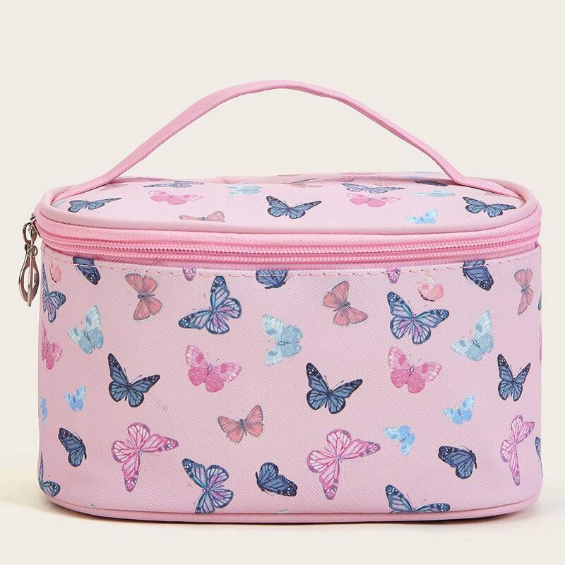 

Butterfly Pattern Makeup Bag, Baby pink