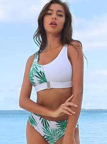 palm random print bikini set