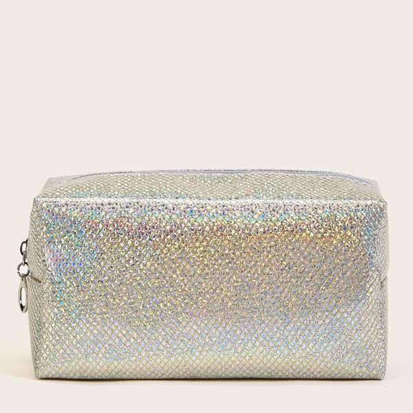 

Holographic Makeup Bag, Silver