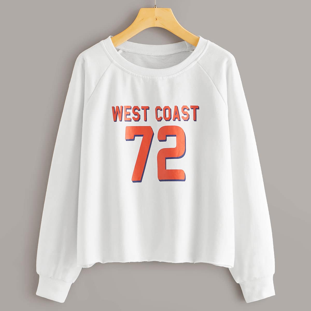 

Letter Graphic Raglan Sleeve Sweatshirt, White