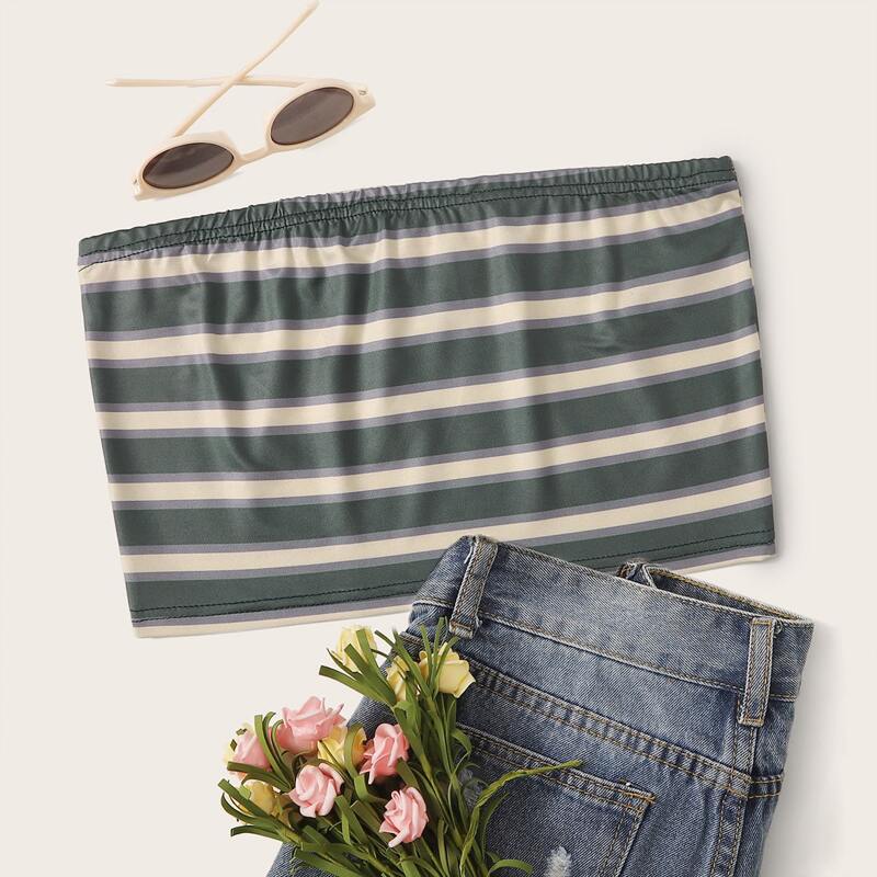 

Striped Crop Tube Top, Multicolor
