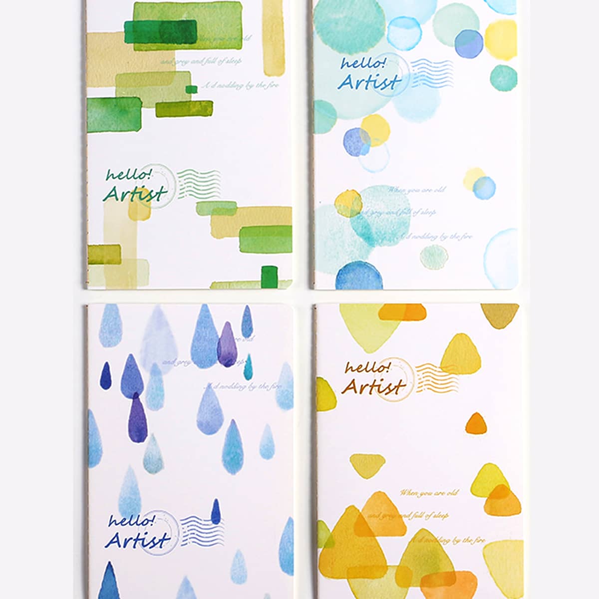 

4packs Simple Watercolor Pattern Cover Notebook