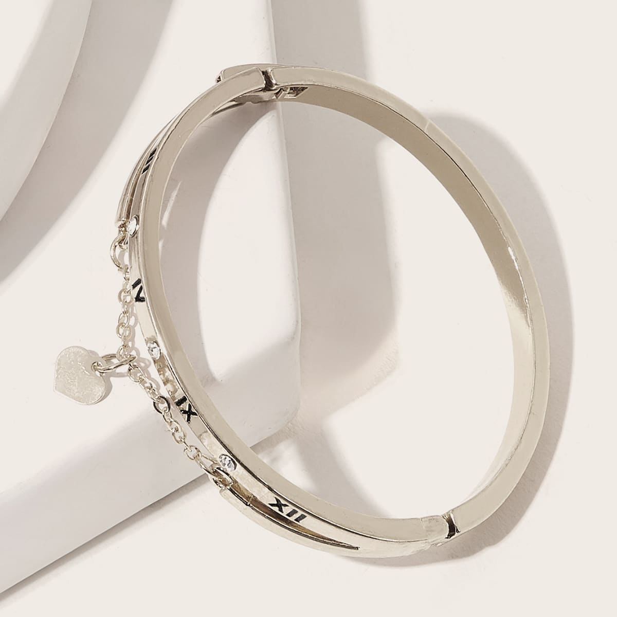 

1pc Letter & Heart Decor Bracelet, Silver