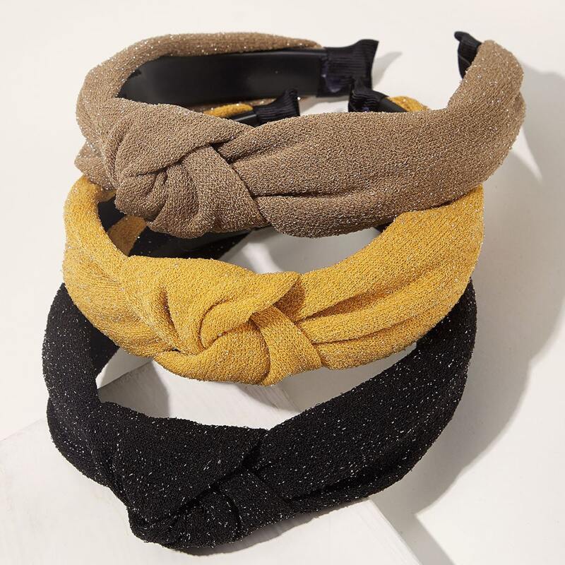 

3pcs Knot Decor Hair Hoop, Multicolor