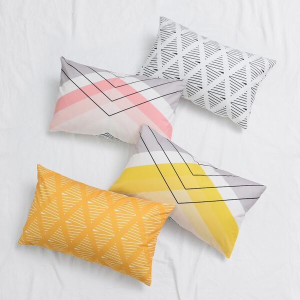 

1pc Geometric Pattern Lumbar Pillow Cover, Multicolor