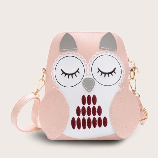 

Girls Owl Design Crossbody Bag, Pink