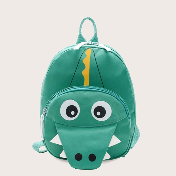 

Kids Dinosaur Design Pocket Front Backpack, Green