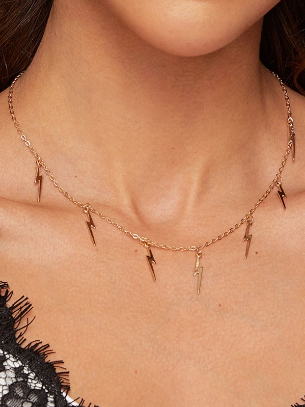 

1pc Lighting Charm Necklace, Gold
