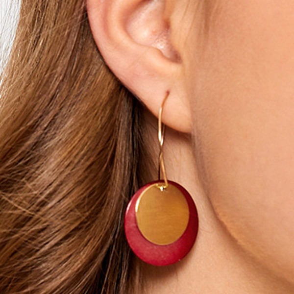 

1pair Round Disc & Circle Dangle Earrings, Multicolor