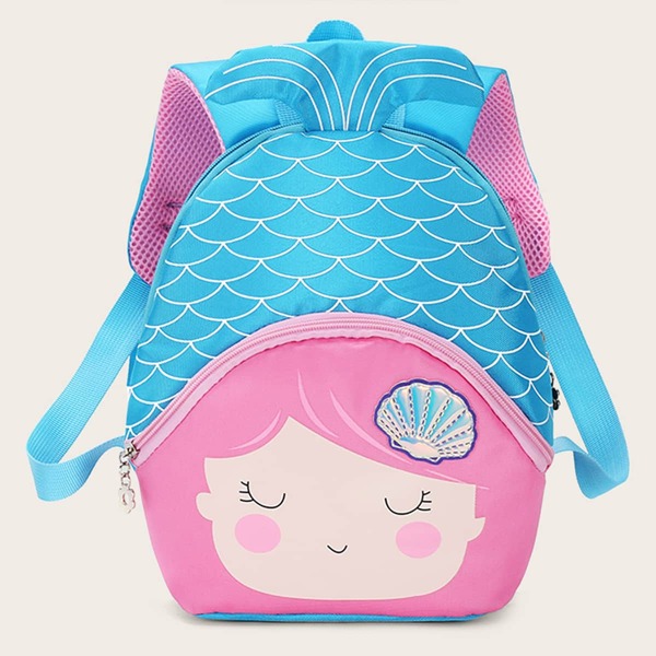 

Girls Mermaid Design Pocket Front Backpack, Multicolor