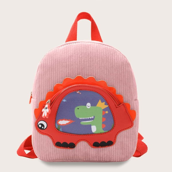 

Girls Dinosaur Graphic Corduroy Backpack, Pink