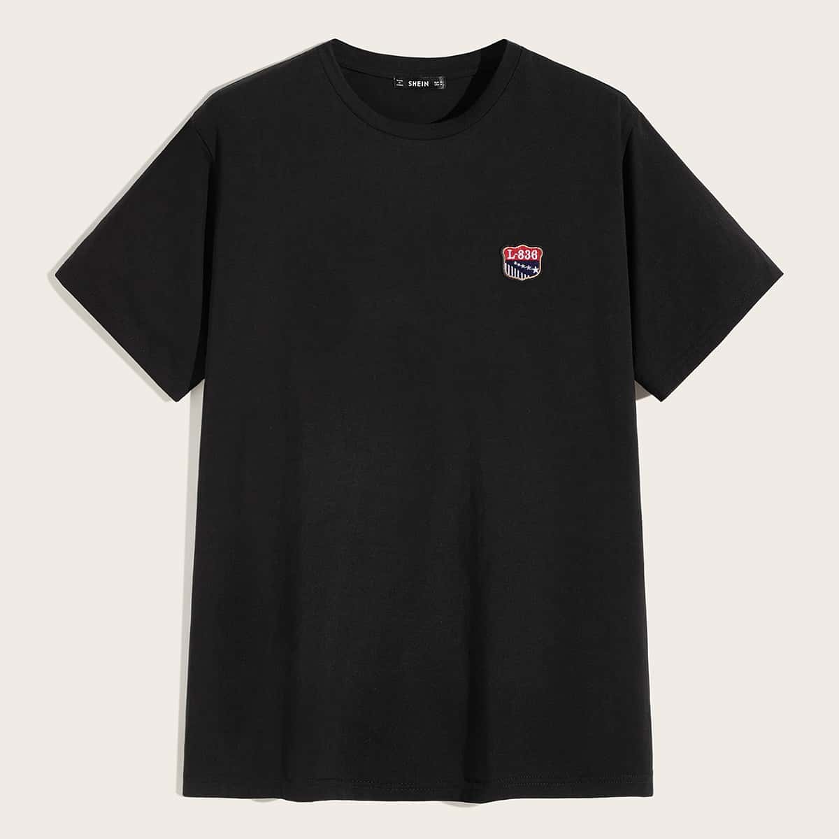 

Guys Patch Detail Short Sleeve Tee, Black