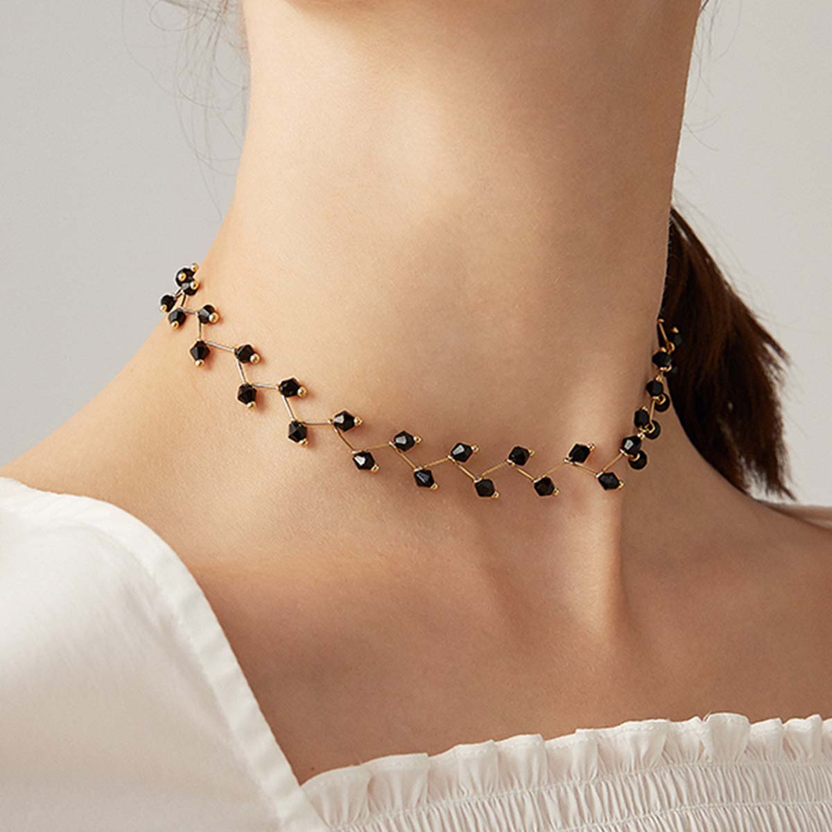 

1pc Crystal Decor Choker, Multicolor