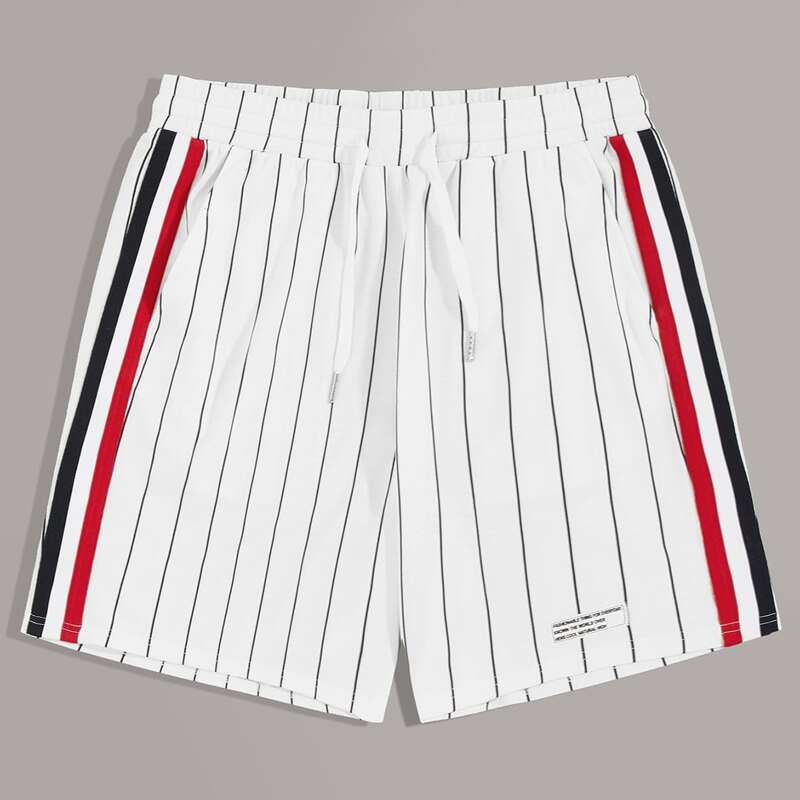 

Guys Contrast Striped Tape & Patch Detail Sweat Shorts, White