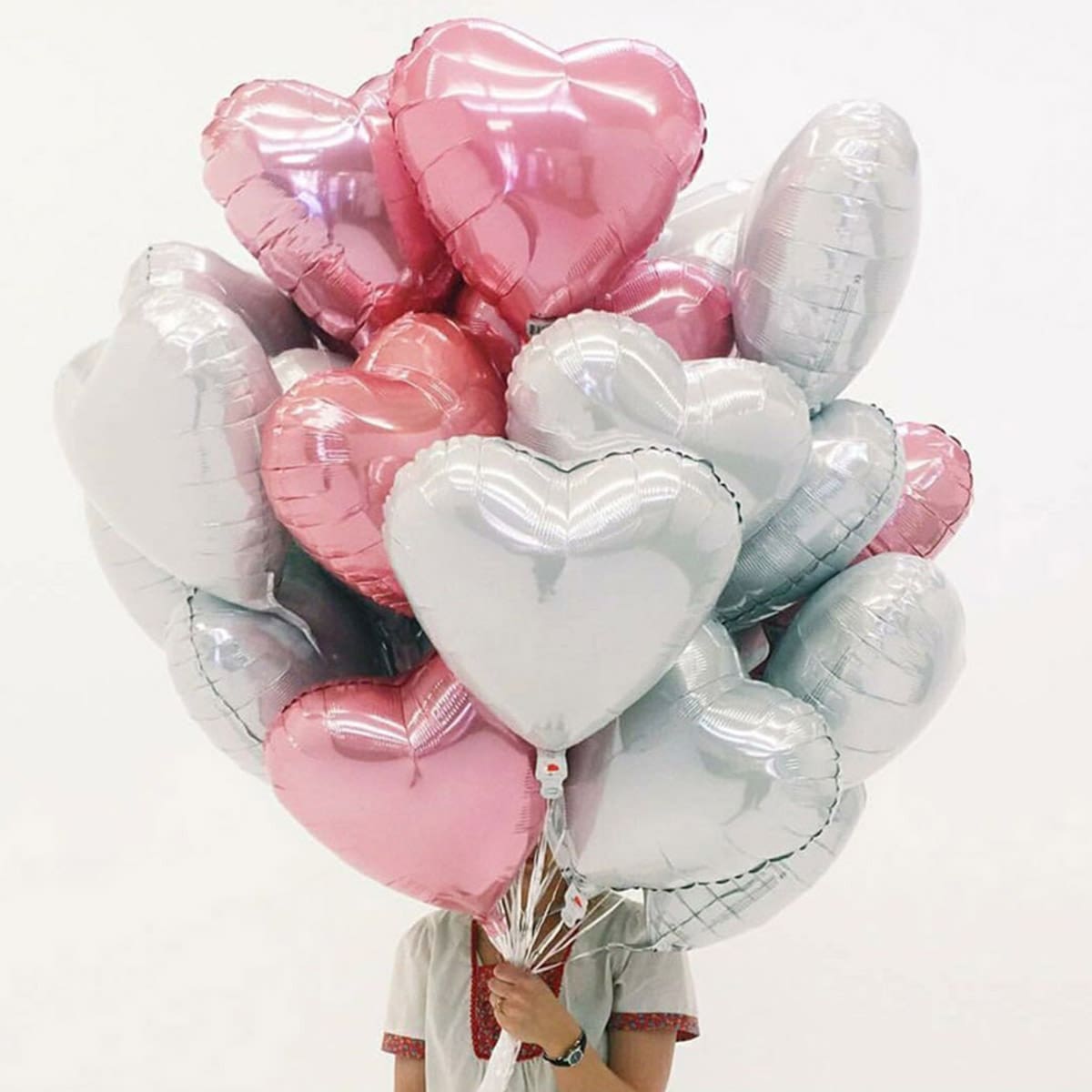 

5pcs 18inch Heart Shaped Aluminum Foil Balloon, Multicolor