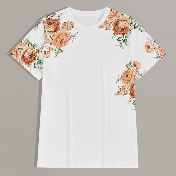 

Men Floral Print Tee, White