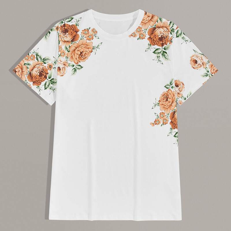 

Guys Floral Print Tee, White