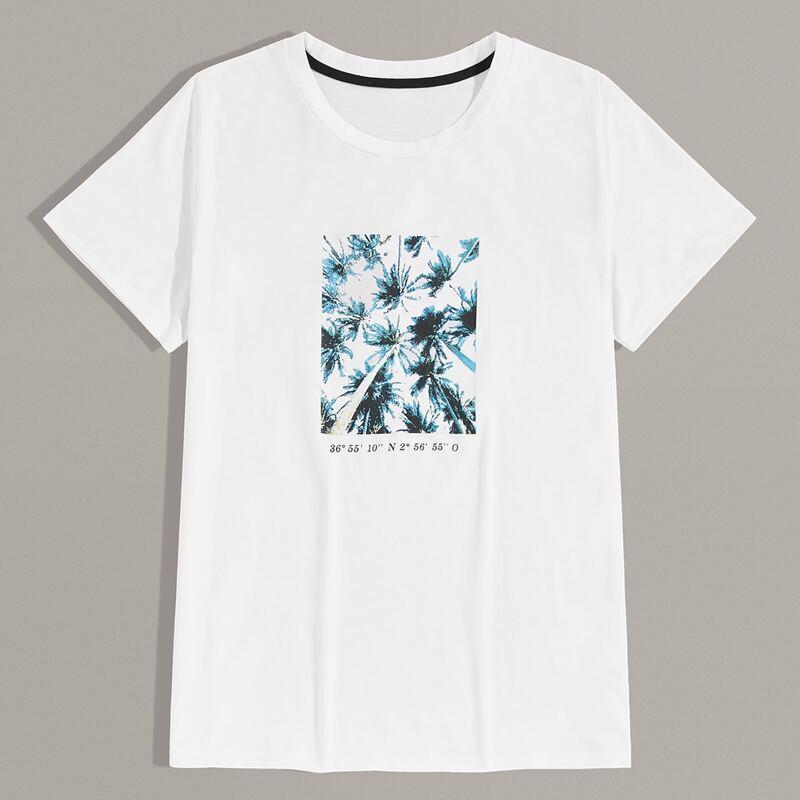

Guys Plants & Letter Graphic Tee, White