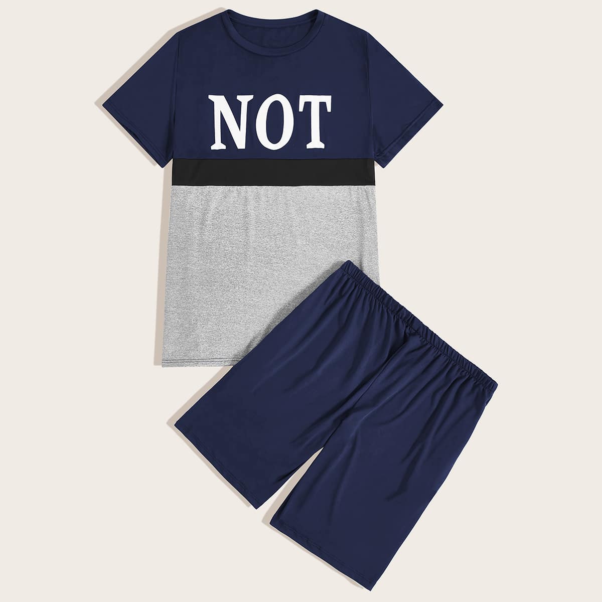 

Guys Color-block Letter Graphic Tee & Shorts PJ Set, Multicolor