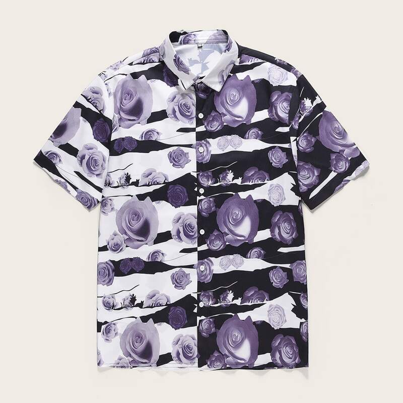 

Guys Allover Floral Print Button Up Shirt, Multicolor