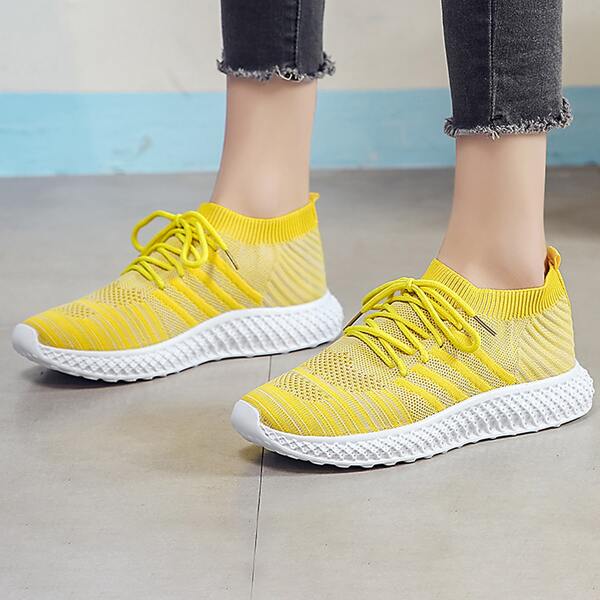 

Lace-up Front Wide Fit Sneakers, Yellow
