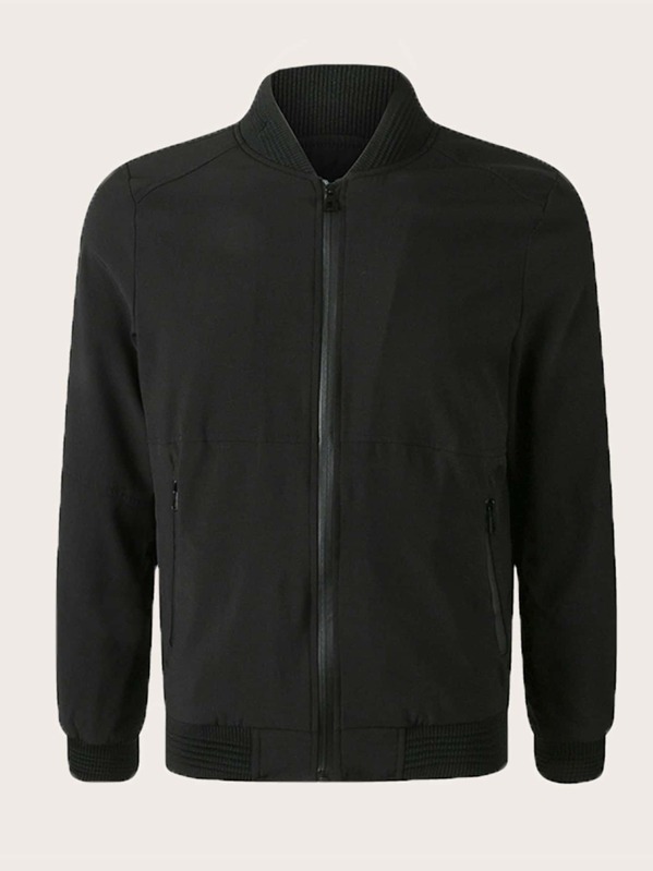 

Men Zip Up Bomber Jacket, Black
