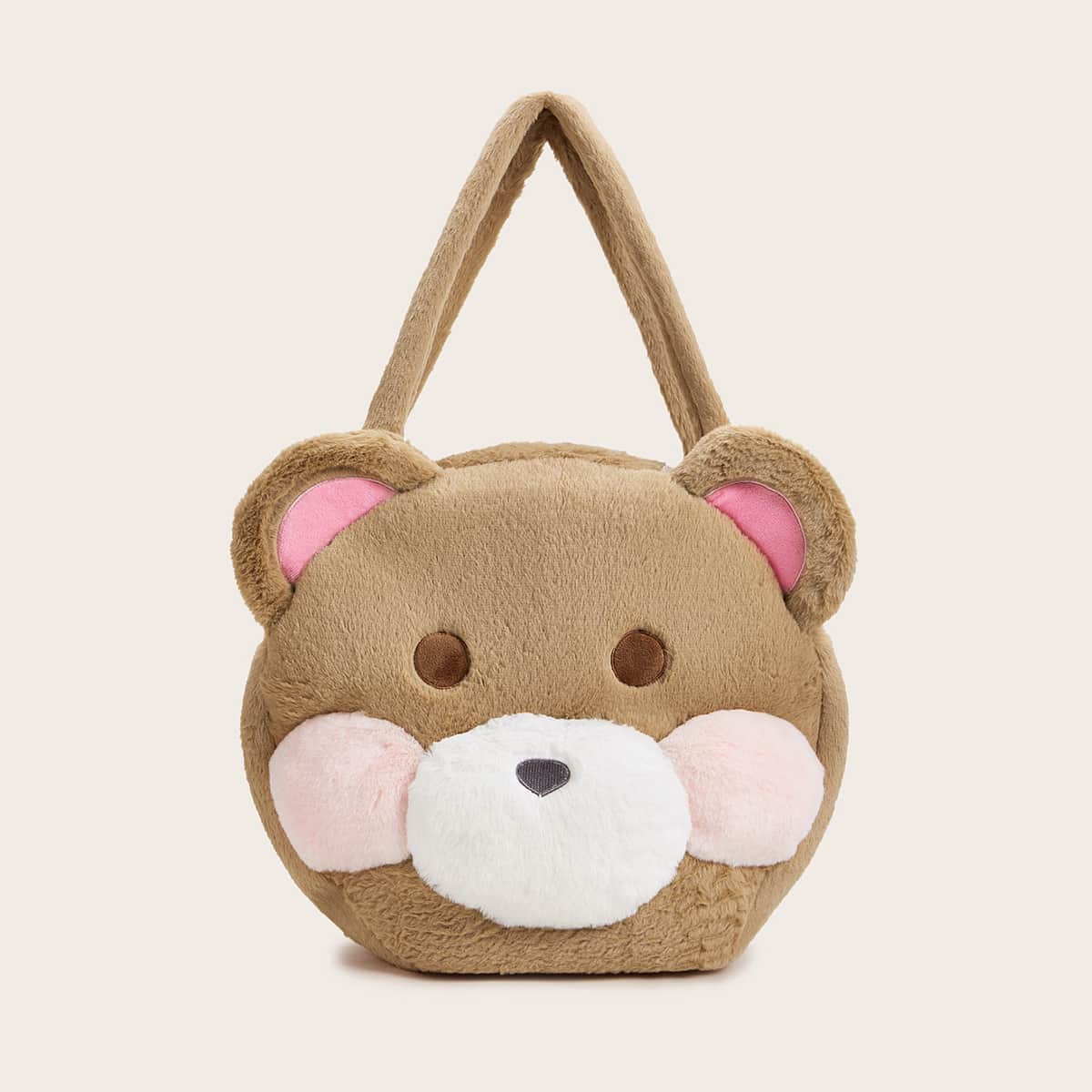 

Bear Design Fuzzy Tote Bag, Brown