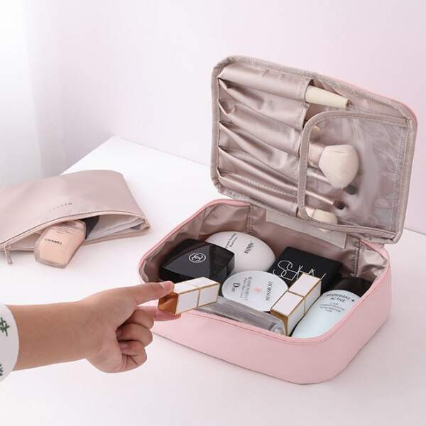 

1pc Travel Portable Cosmetic Storage Bag, Multicolor