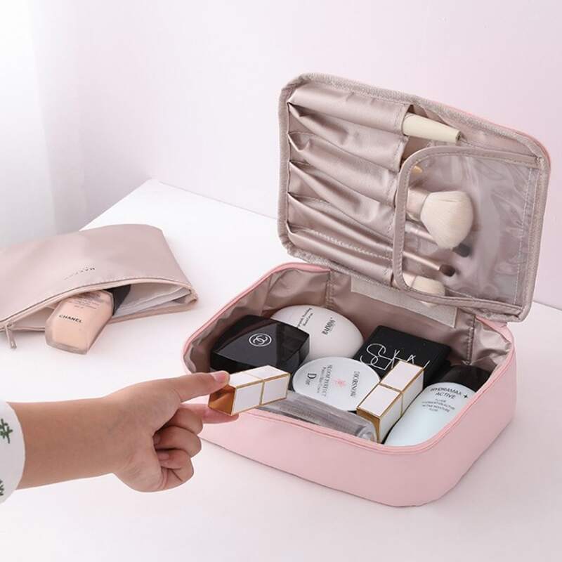 

1pc Travel Portable Cosmetic Storage Bag, Multicolor
