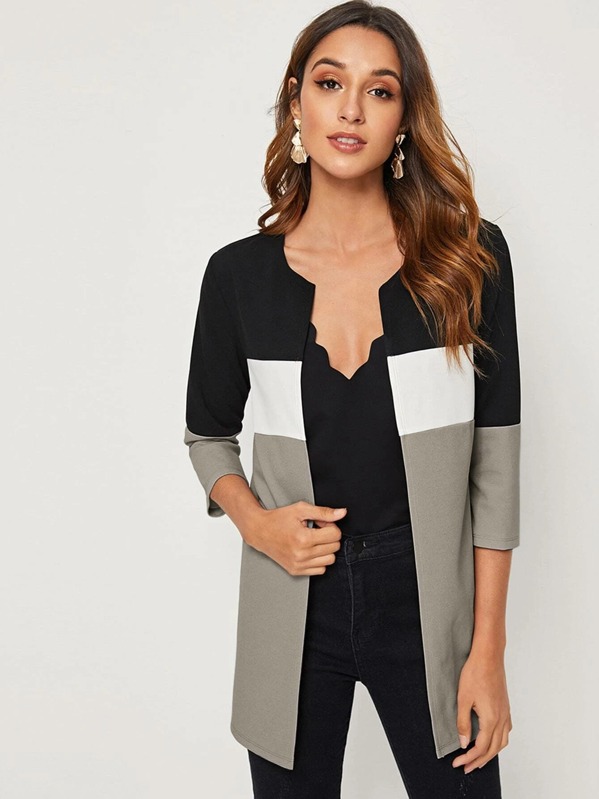 

Open Front Colorblock Coat, Multicolor, Gabi B
