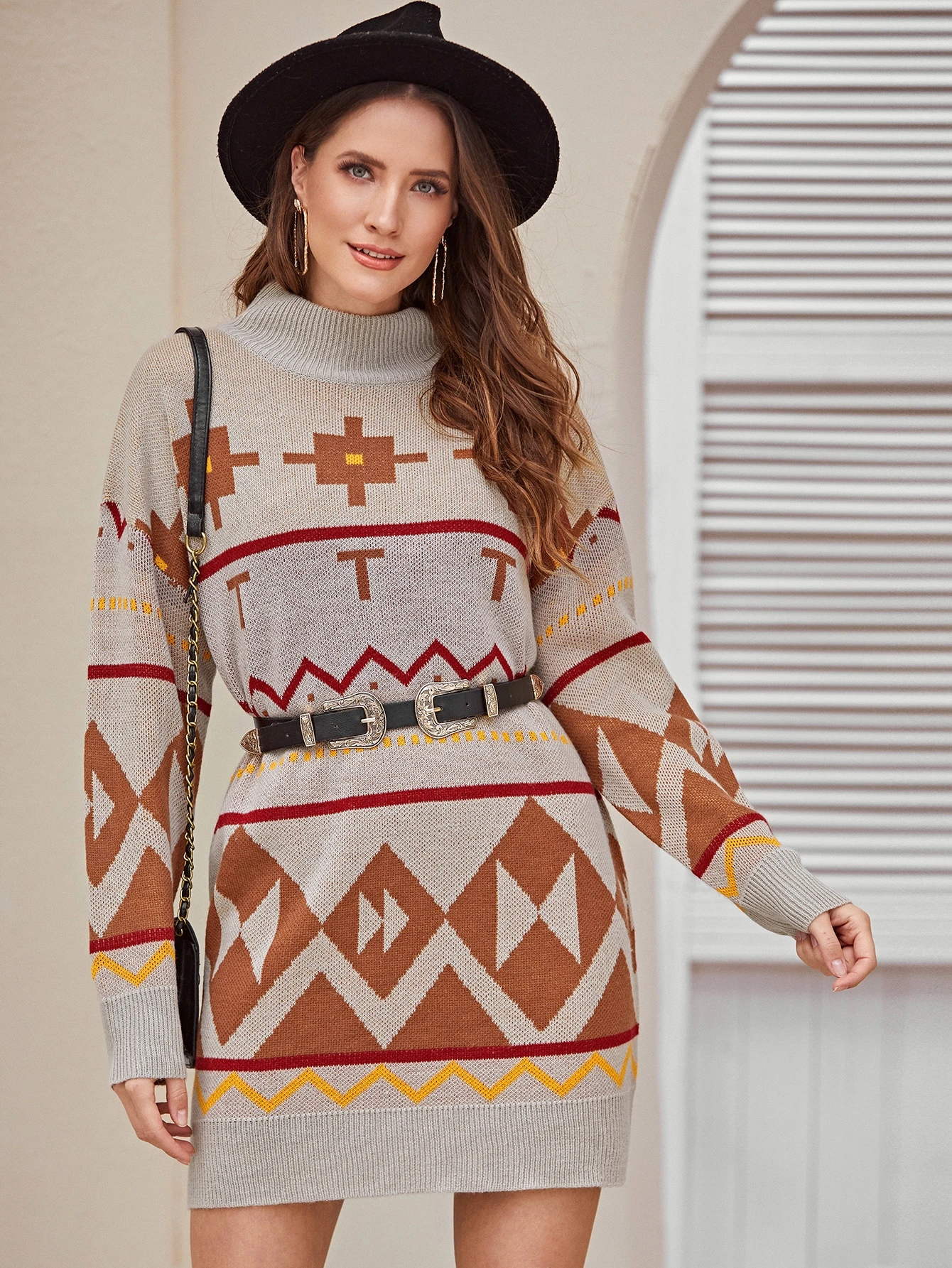 oversized jumper dress with belt