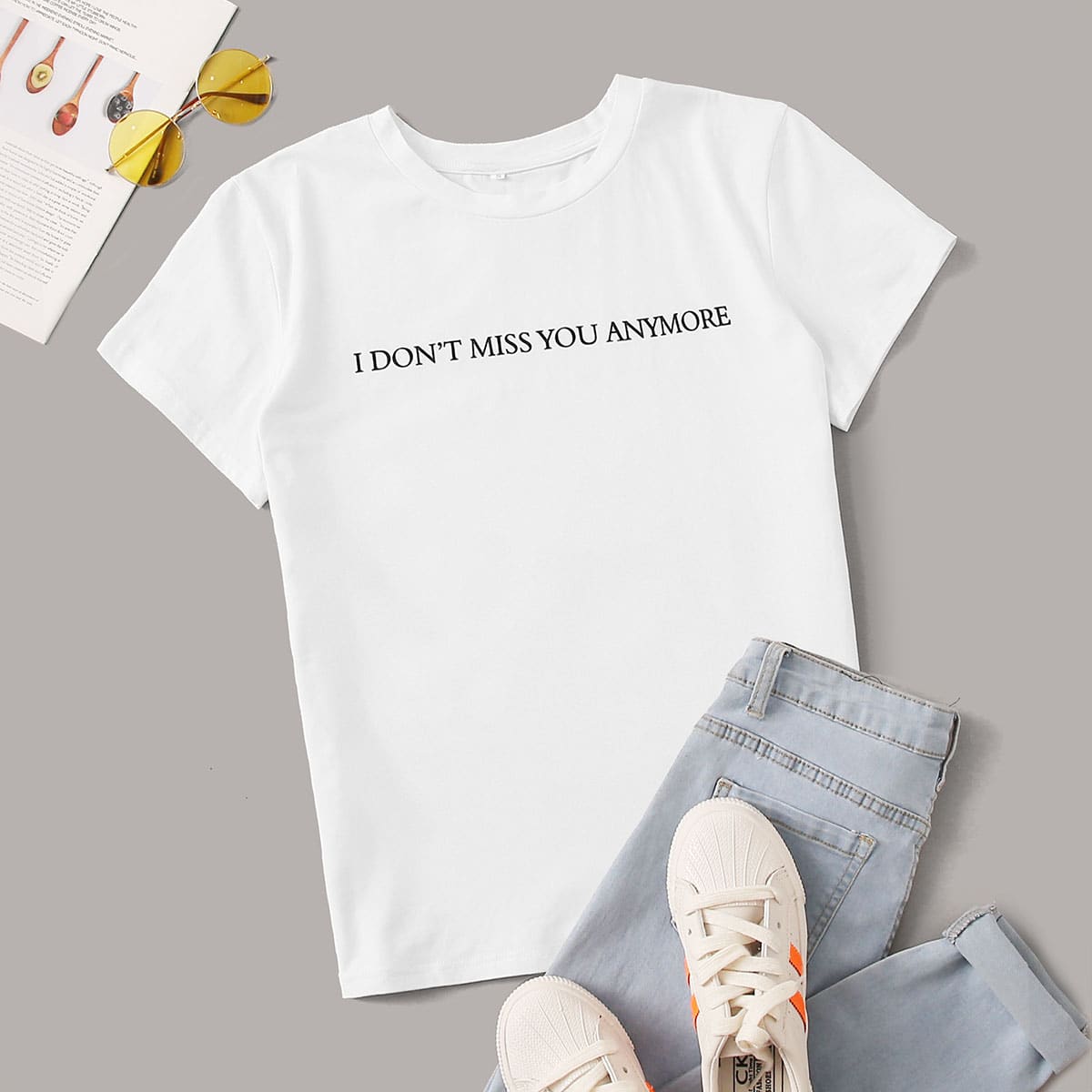 

Slogan Graphic Round Neck Tee, White