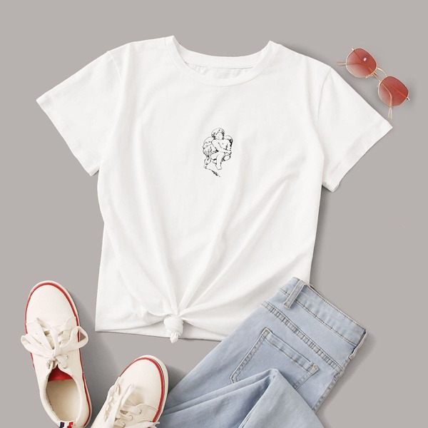 

Figure Graphic Round Neck Tee, White