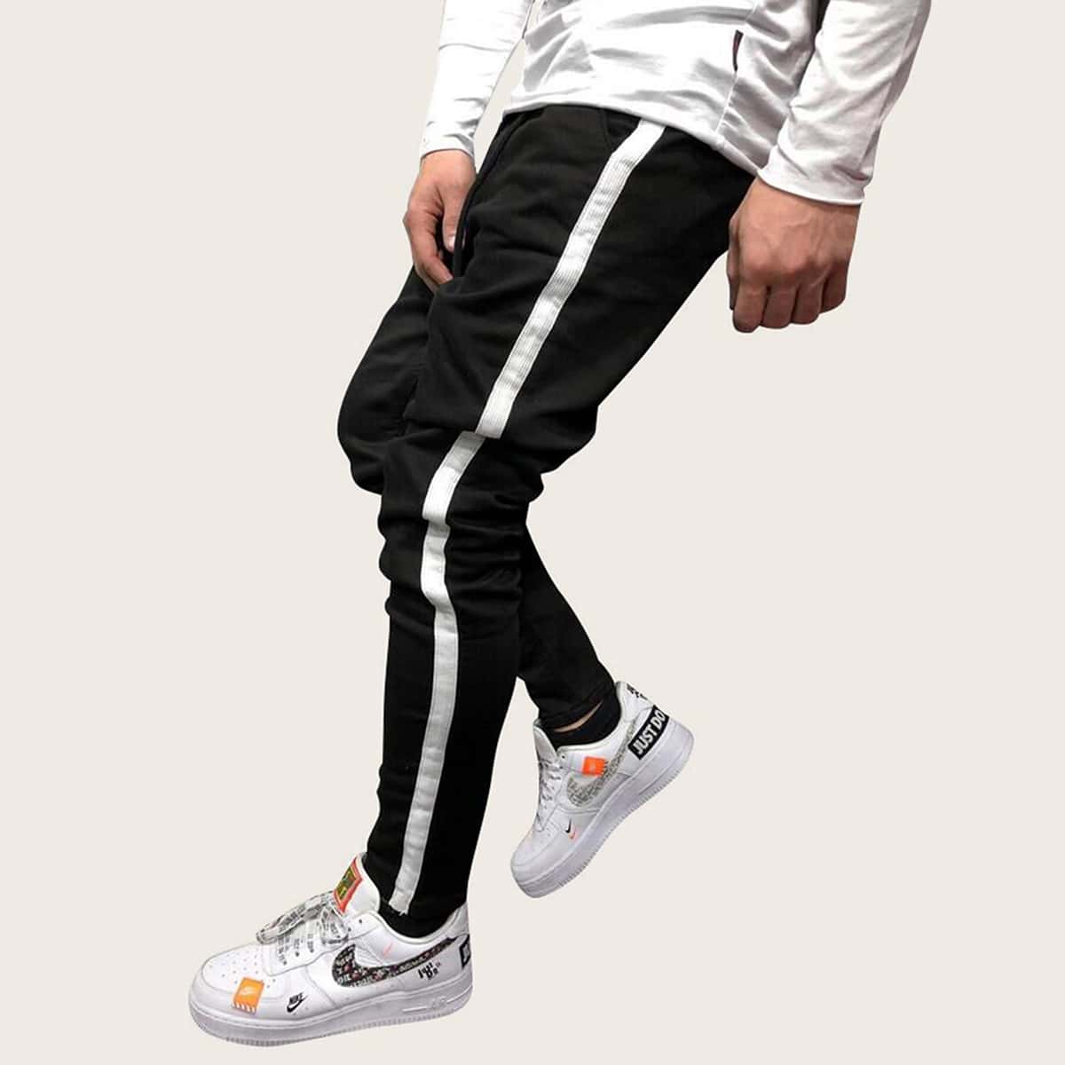

Guys Tape Side Drawstring Jeans, Black