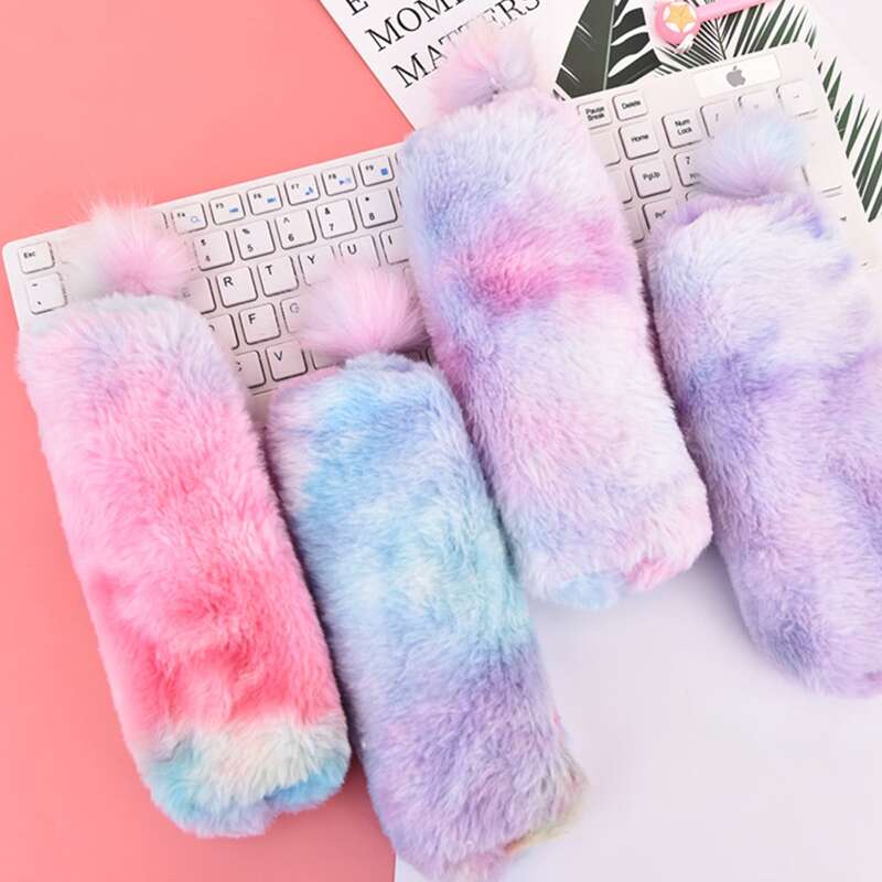 

1pc Random Gradient Color Plush Pencil Case