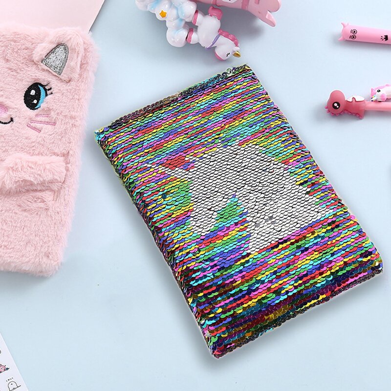 

1pack Unicorn Pattern Sequin Cover Notebook