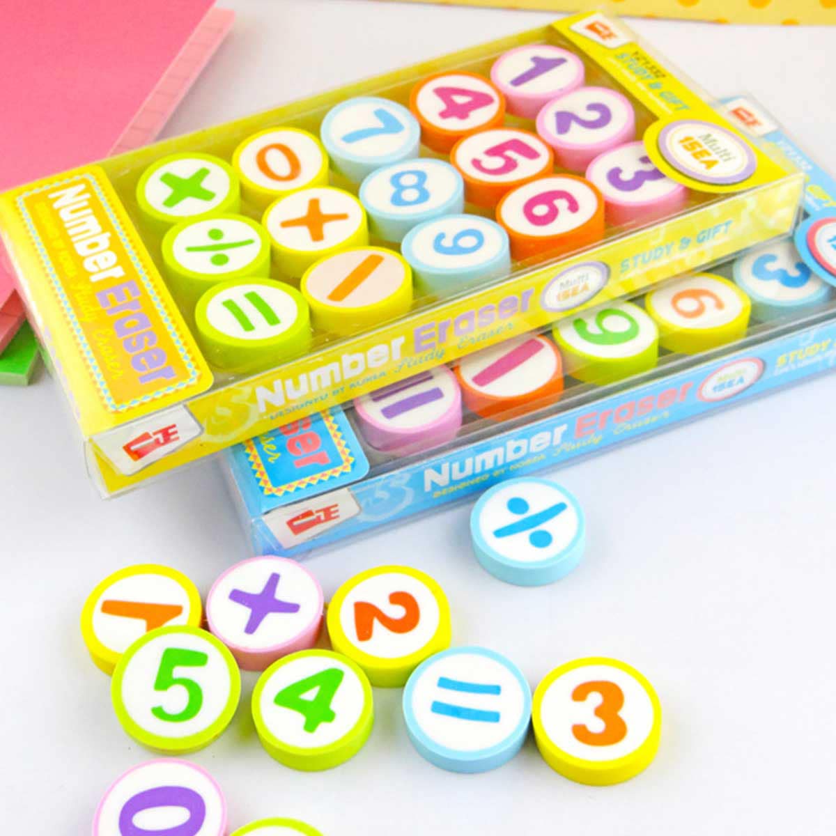 

15pcs Cute Number Print Eraser