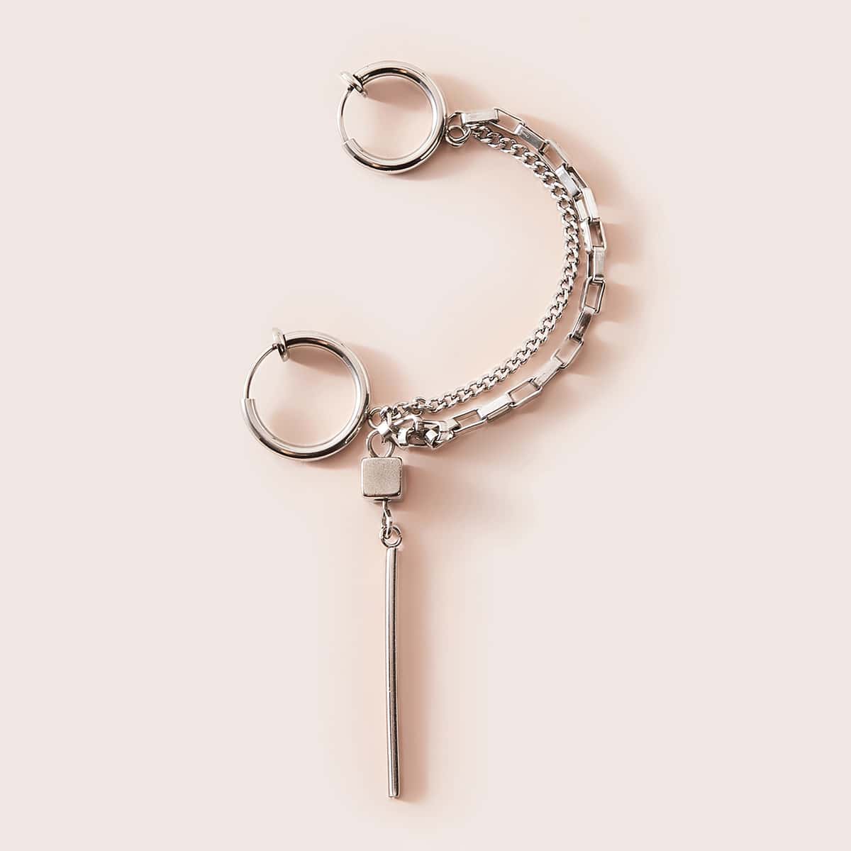 

1pc Stick Charm Chain Ear Cuff, Silver