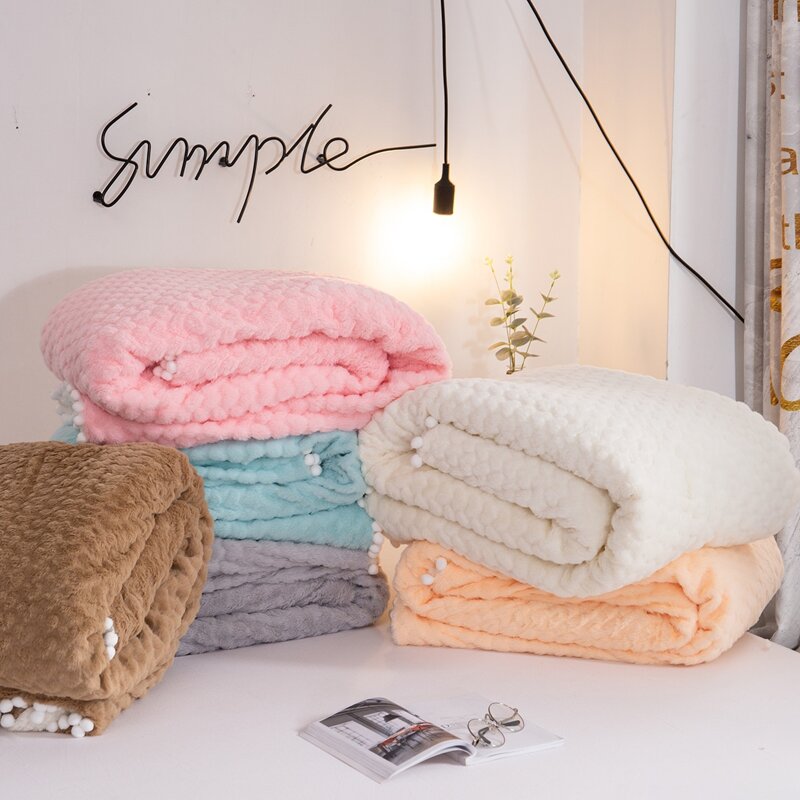

1pc Pom Pom Decor Blanket, Multicolor