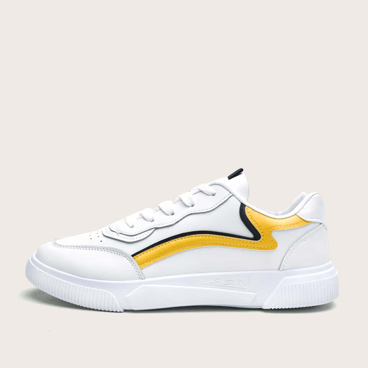 

Guys Perforated Lace-up Front Sneakers, White
