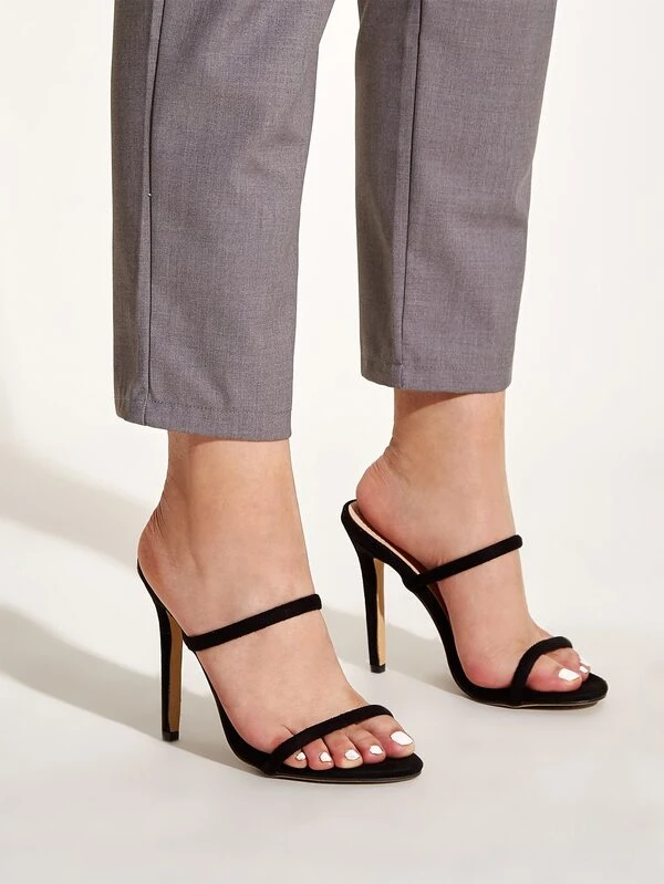 double strap heeled mules