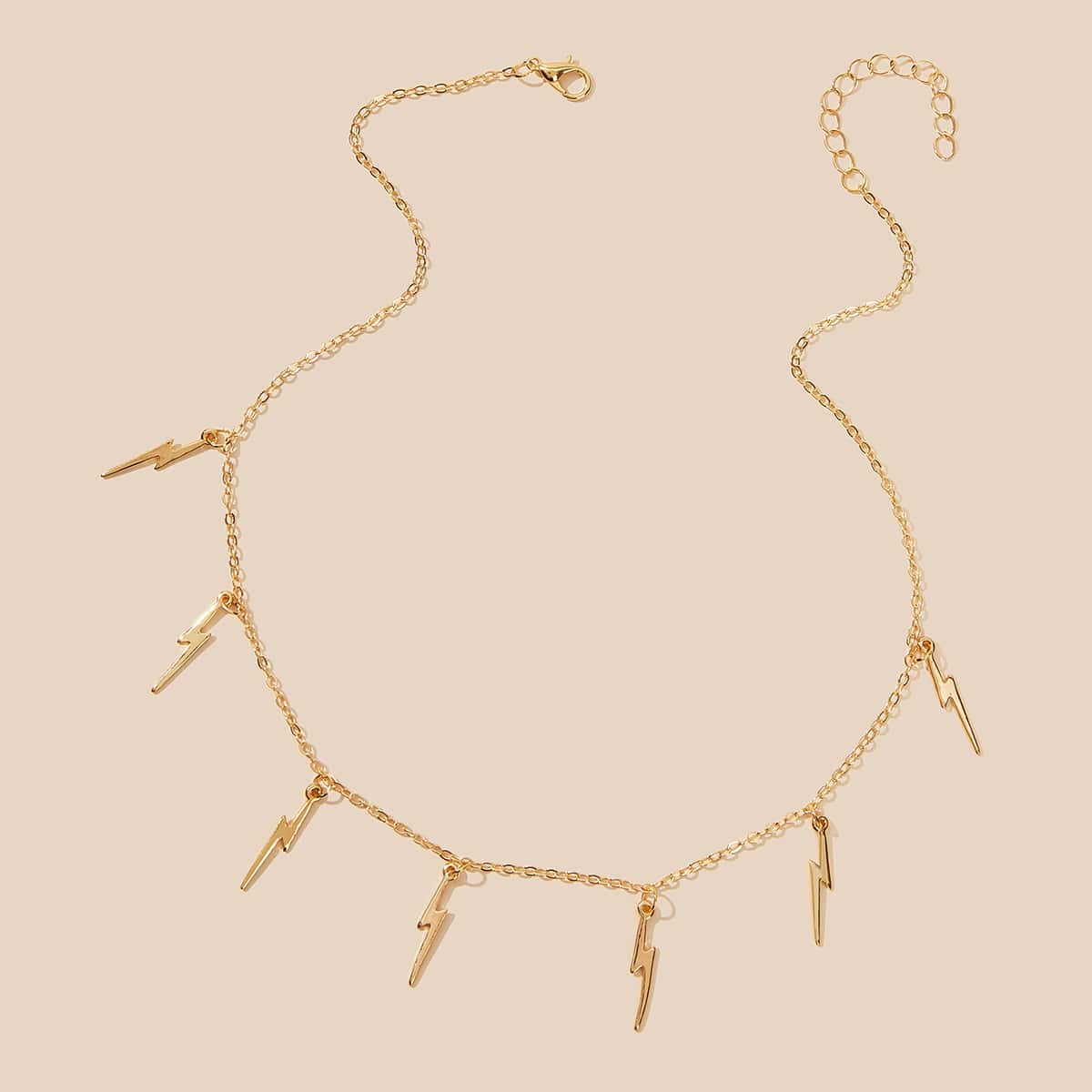 

1pc Thunder Charm Chain Necklace, Gold