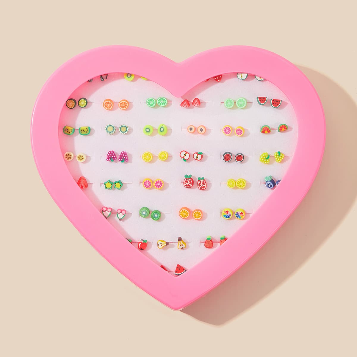 

36pairs Cartoon Fruit Stud Earrings With Box, Multicolor