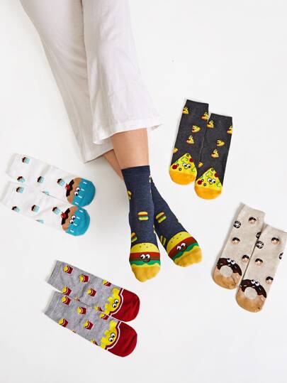 جوارب بجرافيك رسوم كرتونية 5 ازواج