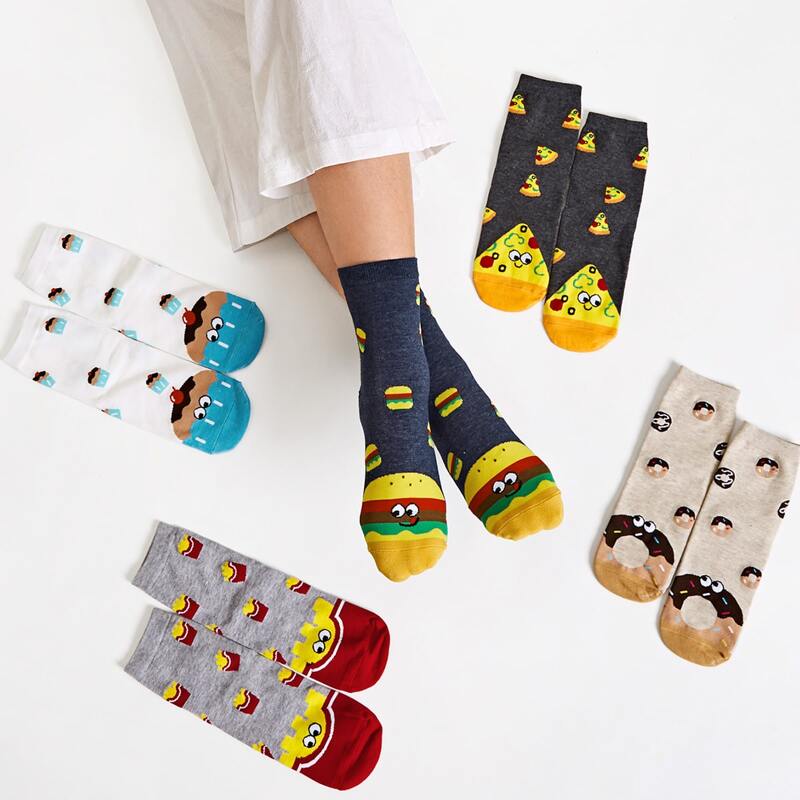 

5pairs Cartoon Graphic Socks, Multicolor