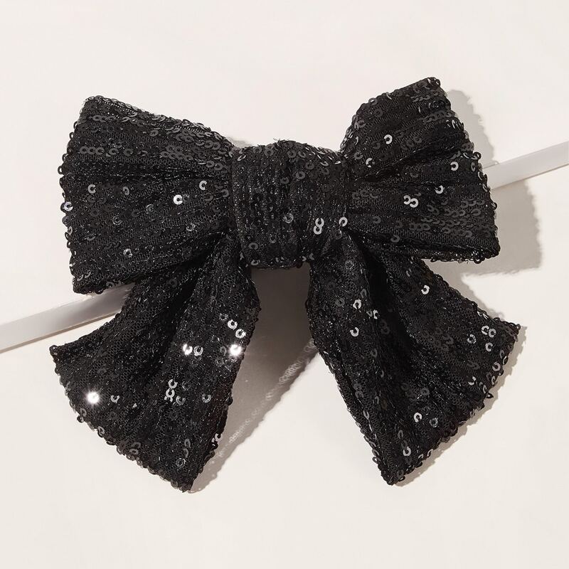 

Sequin Bow Knot Hair Clip, Black