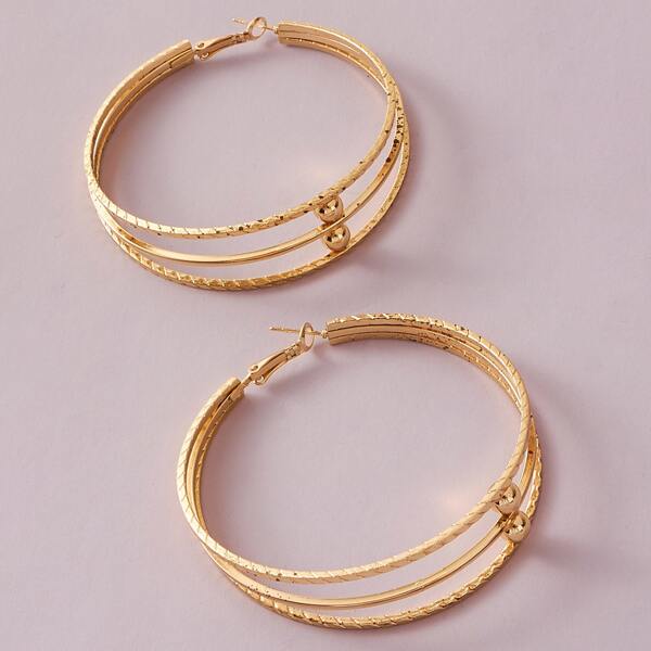 

1pair Layered Hoop Earrings, Gold